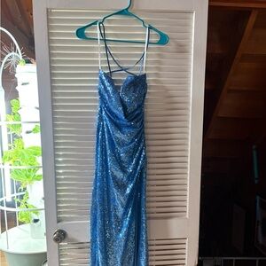 Windsor Blue Sequin Prom Dress
